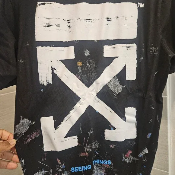 Off White Virgil Abloh 2013 Spray T Shirt L. Gently used & very clean!